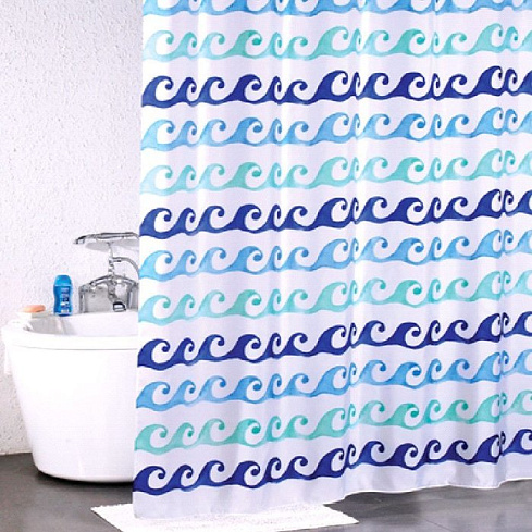 Штора для ванной комнаты, 180*200 см, полиэстер, Blue Curls, Milardo, 910P180M11