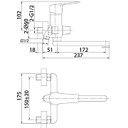 Смеситель для ванны, Helic, Milardo, HELSB02M02