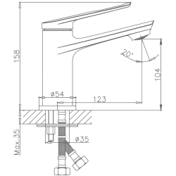 Смеситель для раковины, латунь, хром HB10595