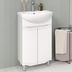 Тумба /2 двери/белый/раковина Элеганс(50см) Viktoria/AQUA DE MARCO