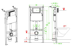 Инсталляция для подвесного унитаза Vincea VIS-2508, 500*1125, цвет сине-белый, , шт