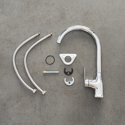 VERBA Смеситель для кухни с поворотным изливом, выс.излива 25,6 см, дл.23,4 см,латунь/хром, LM11405C