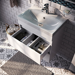 Тумба с умывальником подвесная, белая, 2 ящика, 60 см, Zodiac, IDDIS Подходит ум.3506000i28