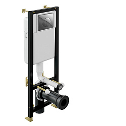 Выво Инсталляция BLACK 35 для унитаза механическая кнопка LEON пластик хром глянцевый