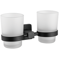 Держатель стакана , двойной, матовое стекло, черный HB8908