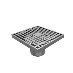 Corpa Nera Grossi/Гросси душевой трап 10х10 с сухим затвором, вертикальный выпуск, хром