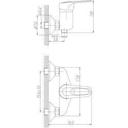 Смеситель для душа, латунь, хром HB2004