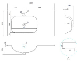 Раковина Elise VCB-4EL100MW-L, Corian левая, цвет белый матовый, , шт