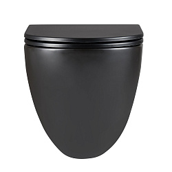 GLAZER Унитаз подвесной, безободковый с сиденьем микролифт, смыв вихревой Торнадо 3.0,черный матовый