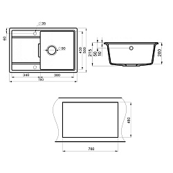 Мойка кухонная Point Лаура 78 PN3005GR, графит