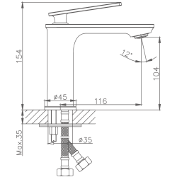Смеситель для раковины, латунь, хром HB10589