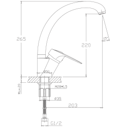 Смеситель для кухни, латунь, хром HB4104-2