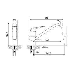 Смеситель для ванны с длинным изливом, Duplex, Milardo, DUPSBL2M10