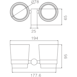 Держатель стакана , двойной, матовое стекло, хром HB8408