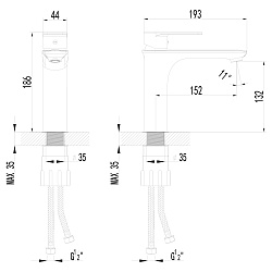Cмеситель для раковины монолитный, хром, S0906C