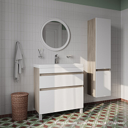 Тумба напольная с ящиками, 80 см, белая/под дерево, Zodiac, IDDIS, ZOD8ABFi95 подходит ум.3508000i28