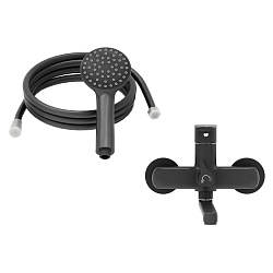 Aringa Рейн смеситель для ванны и душа длинный излив с аксессуарами, черный