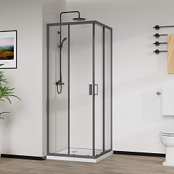 Душевой уголок City VSS-5CT8010CLGM, 1000*800, вороненая сталь, стекло прозрачное , , шт