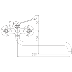 Смеситель для ванны, длинный излив, латунь, хром HB2619-3