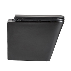 FLOREX Унитаз подвесной, безободковый с сиденьем микролифт,смыв вихревой Торнадо 3.0, черный матовый