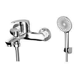 Смеситель для ванны с коротким монолитным изливом, с аксессуарами, хром