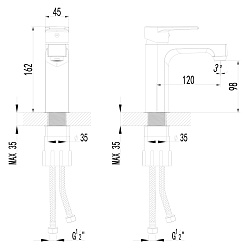 Cмеситель для раковины монолитный, хром, S2606C