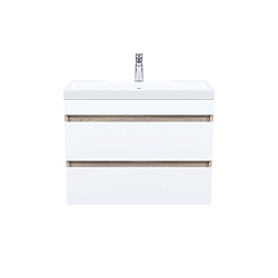 Тумба с умывальником подвесная с ящиками, 80 см, белая/под дерево, Zodiac, IDDIS, ZOD8AB0i95K подхо