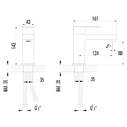 Cмеситель для раковины монолитный, хром, S2906C