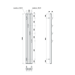 Полотенцесушитель электрический Point Пиано PN19722BGB 150x1200 диммер слева, черный/графит блеск
