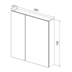 Шкаф зеркальный Lemark UNIVERSAL 80х80 см 2-х дверный, цвет корпуса: Белый глянец