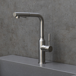 EXPERT Смеситель для кухни с вытяжным изливом, 2-х режимный аэратор, нерж. сталь, LM5085S