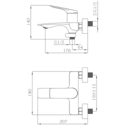 Смеситель для ванны, латунь, черный HB60816-7