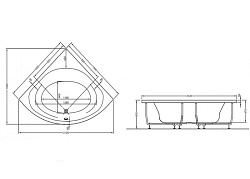 Ванна асимметр.: KALIOPE 153x100, левая, ультра белый, Сорт1
