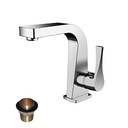 Смеситель для раковины, монолитный, высота излива 16,5 см, длина 13 см, латунь/хром