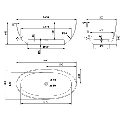 Caprice ванна /Solid Perfection /белая/ (160*80*60см)Ванны/AQUA DE MARCO