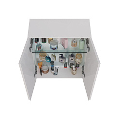 Шкаф зеркальный Lemark UNIVERSAL 80х80 см 2-х дверный, цвет корпуса: Белый глянец