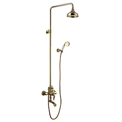 Душевая система с верхним душем Ø20,4 см и поворотным изливом 15 см, регулируемая высота 0,9~1,4 мм,