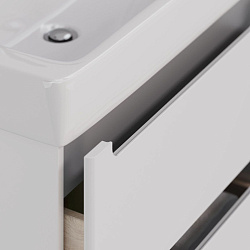 Тумба Lemark BUNO 80 см под 1 раковину, подвесная/напольная, 2 ящика, цвет планки: Серый, цвет корпу