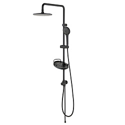 ВЫВОД BRONX Душевой гарнитур без смесителя c вер.душем  и 3-х реж.лейкой для душа Ø110 мм, чёр