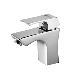 Смеситель для раковины, монолитный, высота излива 8 см, длина 13 см, латунь/хром