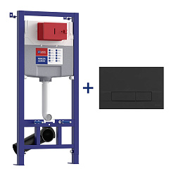 PENEDA EXPERT Комплект 2в1: Инсталляция для унитазов с кнопкой смыва BIT чёрный матовый Soft touch