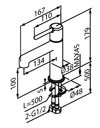 Cмеситель для умывальника, хром матовый, Aiger, IDDIS, AIGBC00i01