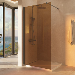 Душевая перегородка Walk-In VSW-1H900GSGM, 900*2000, вороненая сталь, стекло янтарь, , шт