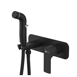 Встраиваемый смеситель с гигиеническим душем, латунь/чёрный