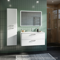 Тумба подвесная, белая, 100 см, Brick, IDDIS, BRI10W1i95. Подходит умывальник: 0101000i28