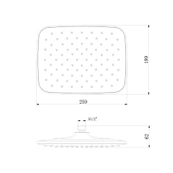 Лейка душевая верхняя, прямоугольная, 26х20см, пластик/хром/белый, блистер