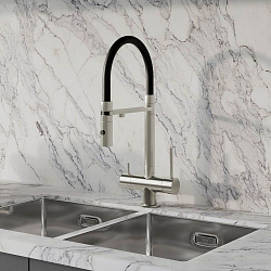 Смеситель для кухни с фильтром и гибким изливом, сатин, Ace, ID