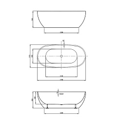 Ванна акриловая Vincea VBT-408-1700 1700*815*580, цвет белый, щелевой перелив, , шт