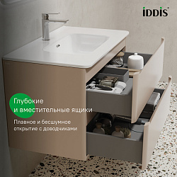 Тумба с умывальником, подвесная, 80 см, капучино, Edifice, IDDIS, подходит умыв. 0108000i28