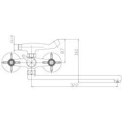 Смеситель для ванны, длинный излив, латунь, хром HB2124